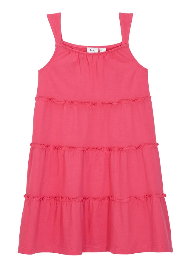 Robe 100% coton à bretelles, Couleur: fuchsia foncé