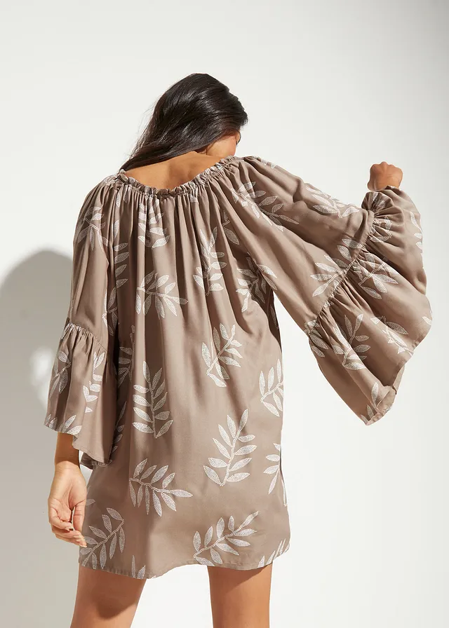 Tunique de plage, Couleur: taupe/blanc cassé