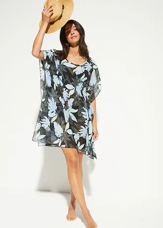 Tunika plażowa z szyfonu • czarny/jasnoniebieski • bonprix obchod