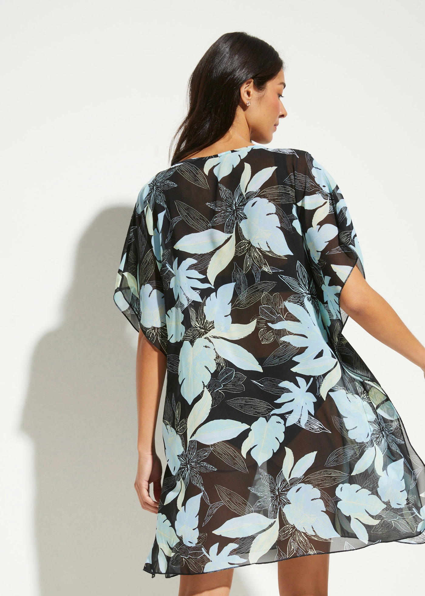 Tunika plażowa z szyfonu • czarny/jasnoniebieski • bonprix obchod