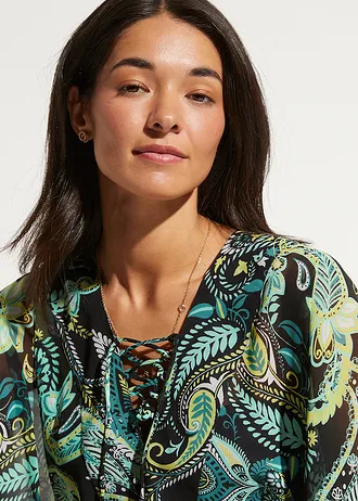 Plážová tunika z lehkého šifonu • černá /zelená • bonprix obchod