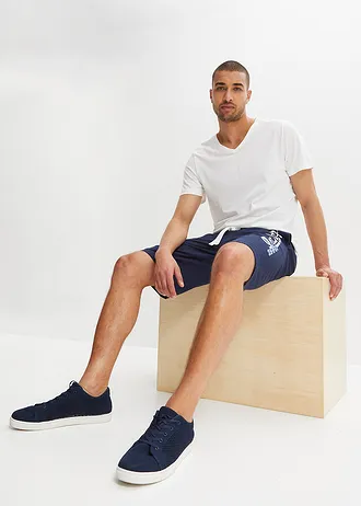 Bermuda en jersey • bleu foncé imprimé • Boutique bonprix