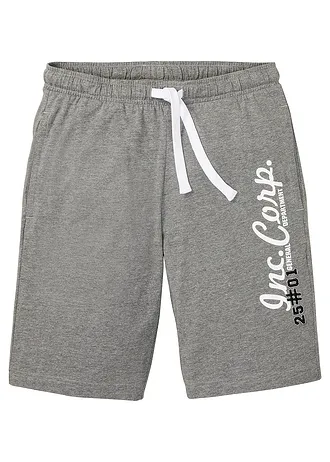 Žerzejové bermudy, střih Regular Fit • šedý melír s potiskem • bonprix obchod
