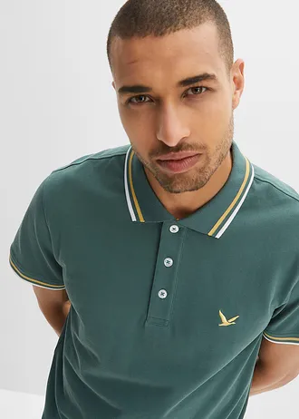 Tricou polo pique din bumbac 100% (set/2 buc.) • indigo deschis+gri-verde • magazin bonprix