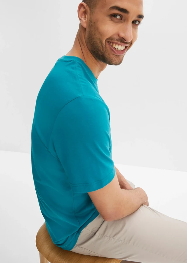 T-shirt van puur katoen  (set van 2) • donkerturkoois met print+kobaltturkoois met print • product-page.page-title-suffix