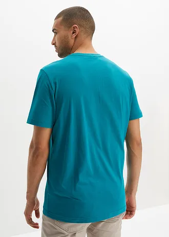 Tricou din bumbac 100% (set/2 buc.) • bleumarin cu imprimeu + turcoaz-cobalt cu imprimeu • magazin bonprix