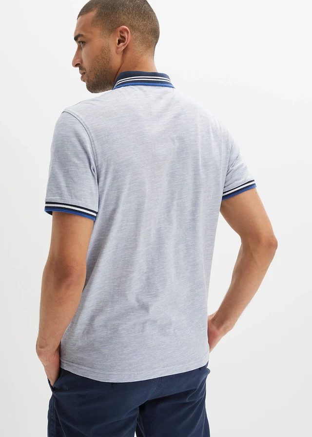 Poloshirt van puur katoen, Kleur: lichtblauw gemêleerd
