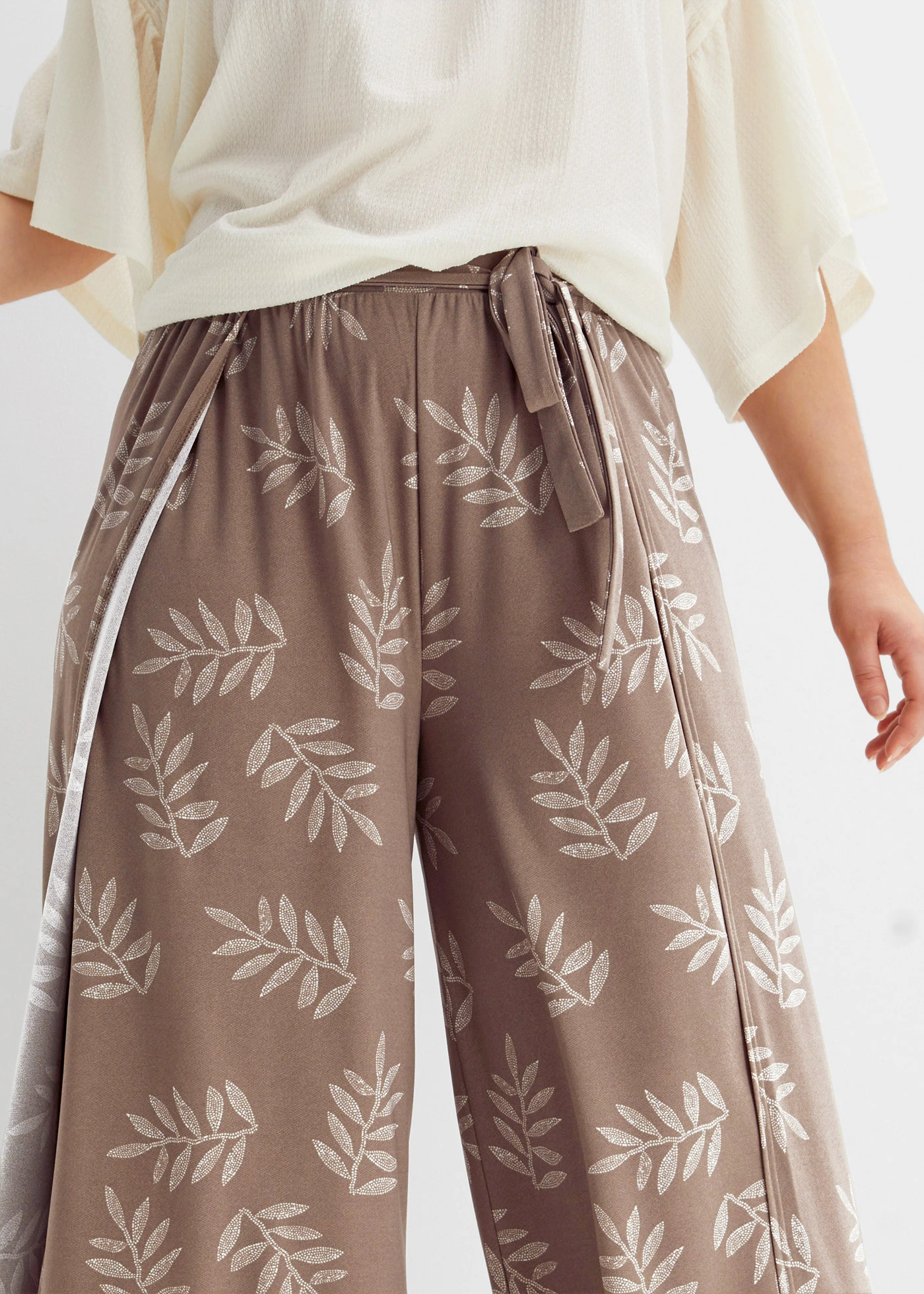 Palazzo kalhoty • hnědošedo-přírodní bílá s potiskem • bonprix obchod