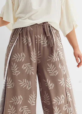 Palazzo kalhoty • hnědošedo-přírodní bílá s potiskem • bonprix obchod