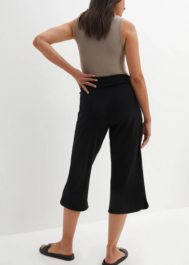 Jersey broek in een katoenmix, Kleur: zwart