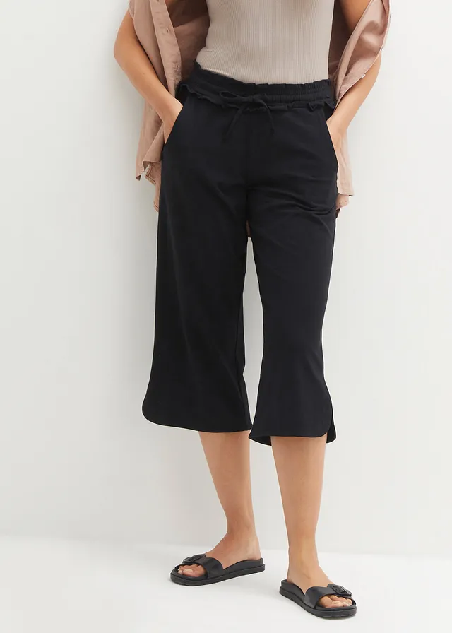 Pantalon en jersey coton extensible, Couleur: noir