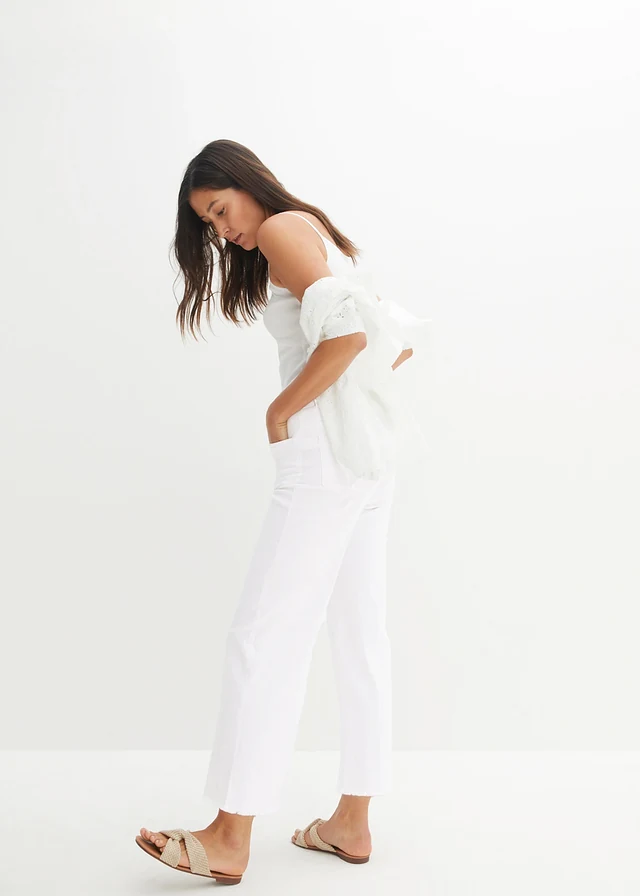 7/8 jeans, wide fit, Kleur: wit twill