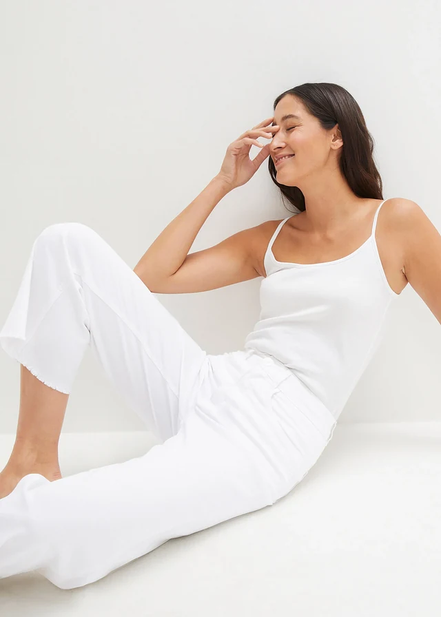 Jean large 7/8 extensible • blanc twill • product-page.page-title-suffix