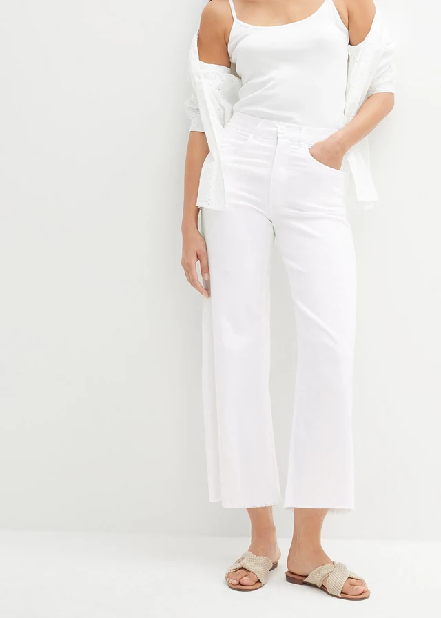 7/8 jeans, wide fit, Kleur: wit twill