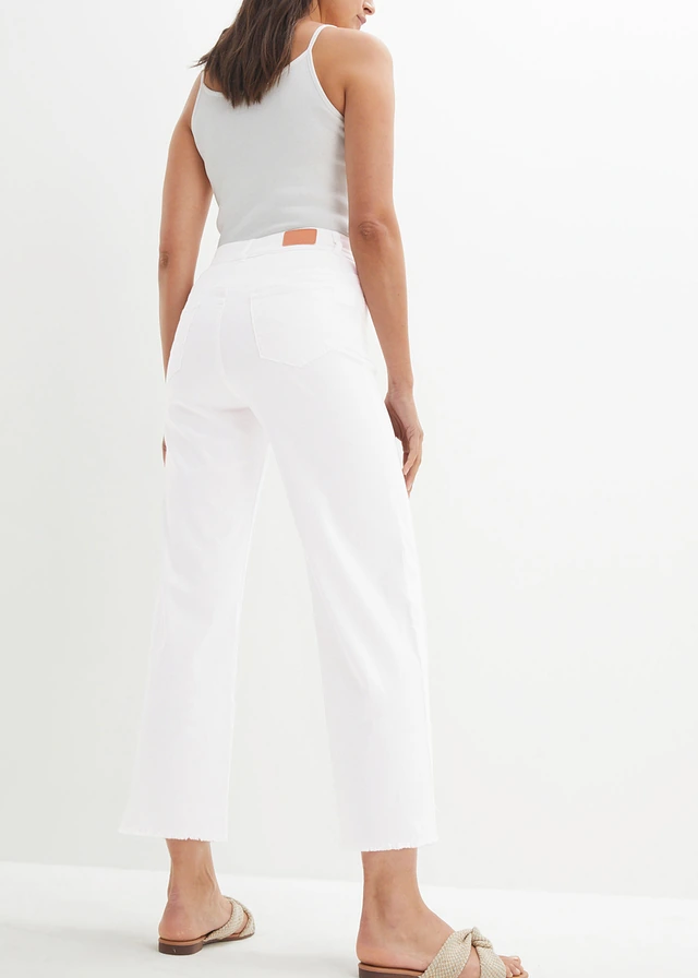7/8 jeans, wide fit, Kleur: wit twill