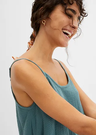 Mušelínové šaty s ramínky • šedozelená • bonprix obchod