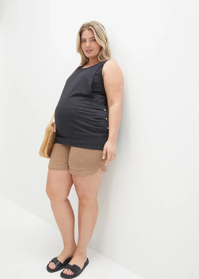 Top de grossesse/d’allaitement en jersey, Couleur: anthracite chiné