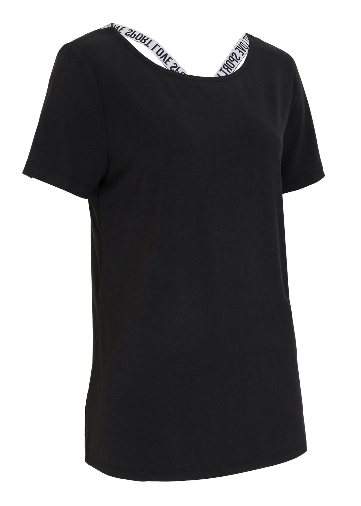 Długi T-shirt sportowy z wycięciem z tyłu • czarny • sklep bonprix