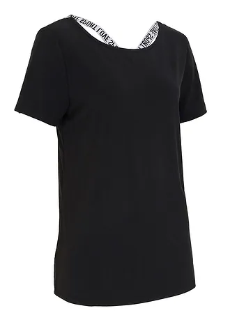 Długi T-shirt sportowy z wycięciem z tyłu • czarny • sklep bonprix