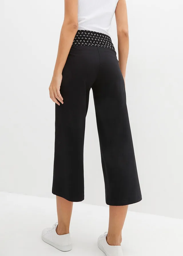 Jupe-culotte de sport à taille élastiquée, Couleur: noir imprimé