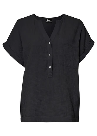 Mousseline blouse met korte mouwen