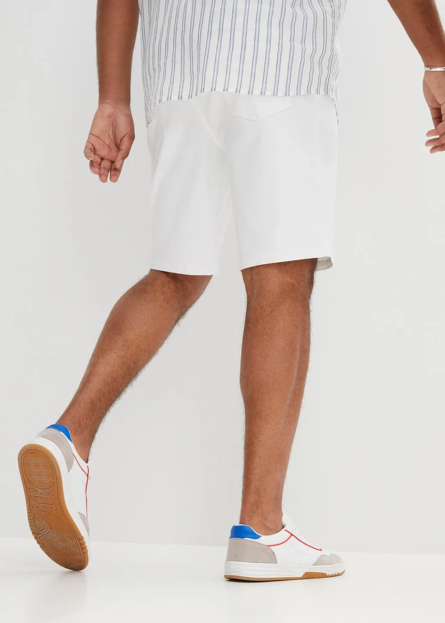Bermuda extensible, coupe classique, Couleur: blanc