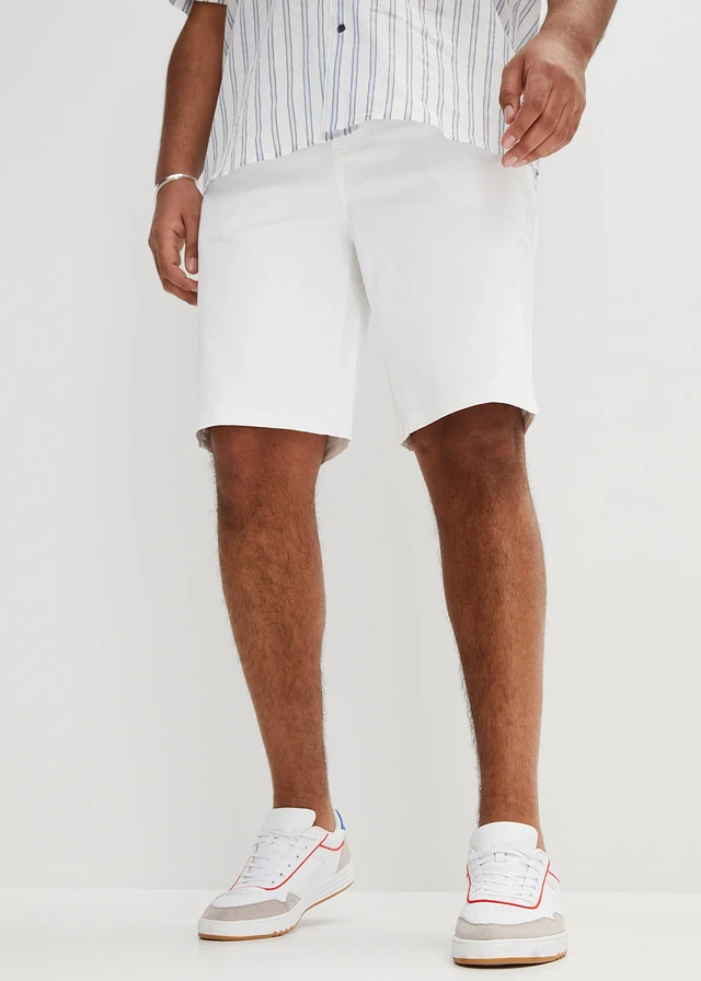Bermuda extensible, coupe classique, Couleur: blanc