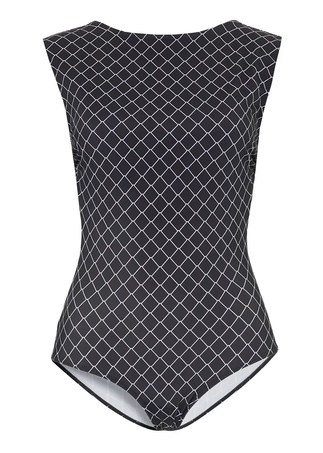 Costum de baie cu decolteu înalt