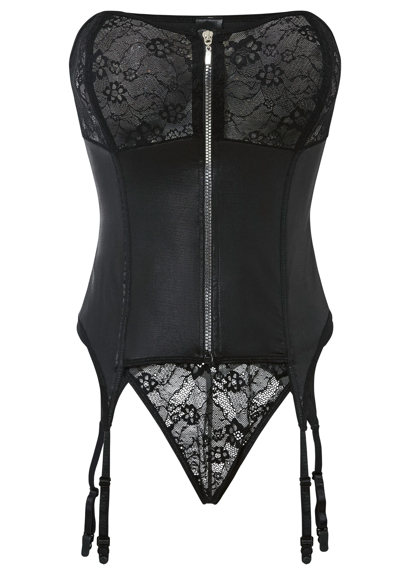 Bustier met jarretels en string (2-dlg. set) • zwart • bonprix online shop