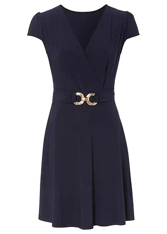 Jersey jurk met decoratieve gesp