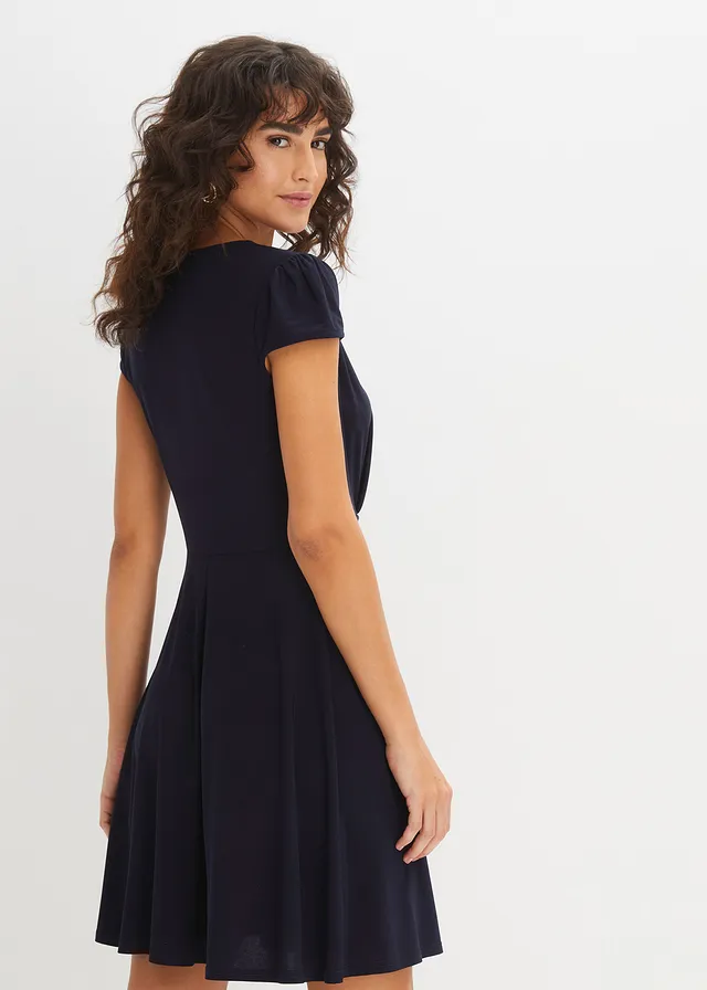 Robe en jersey à boucle décorative, Couleur: bleu foncé