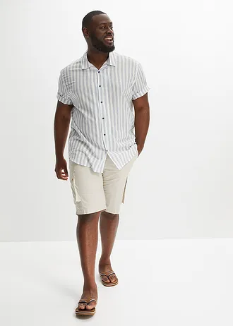 Cargo bermuda met comfortband en riem, regular fit, Kleur: kitt