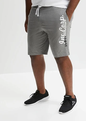 Žerzejové bermudy, střih Regular Fit, barva: šedý melír s potiskem