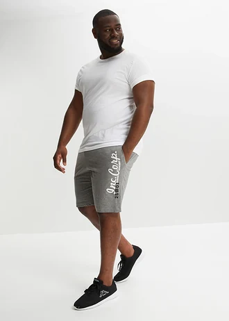 Žerzejové bermudy, střih Regular Fit, barva: šedý melír s potiskem