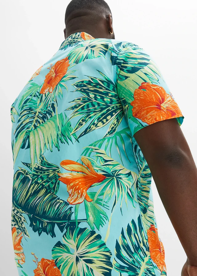 Overhemd met korte mouwen van biologisch katoen, Kleur: aqua
