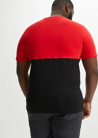 T-shirt, Kleur: aardbeirood-zwart met print