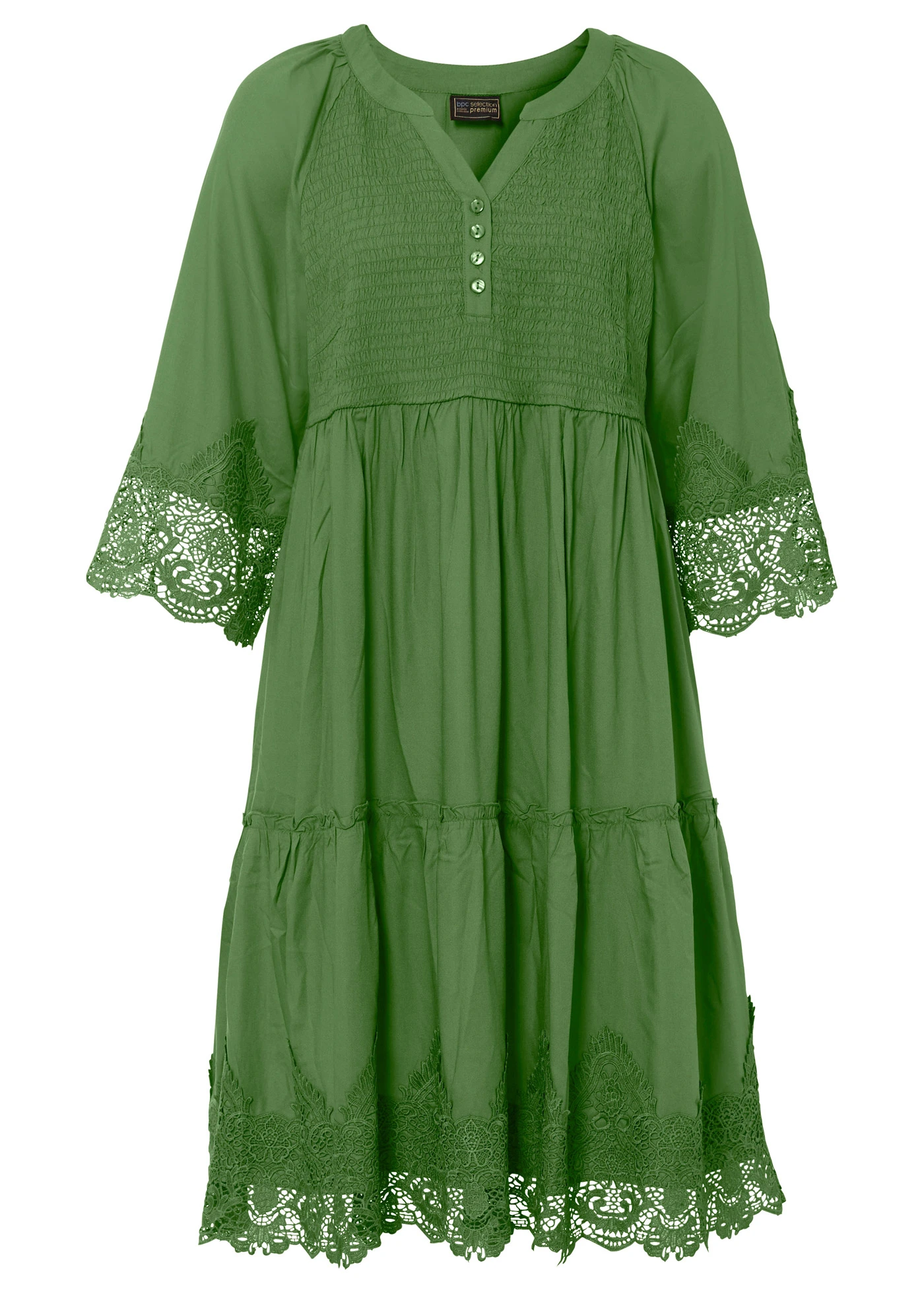 Košilové šaty s krajkou • lesní zelená • bonprix obchod