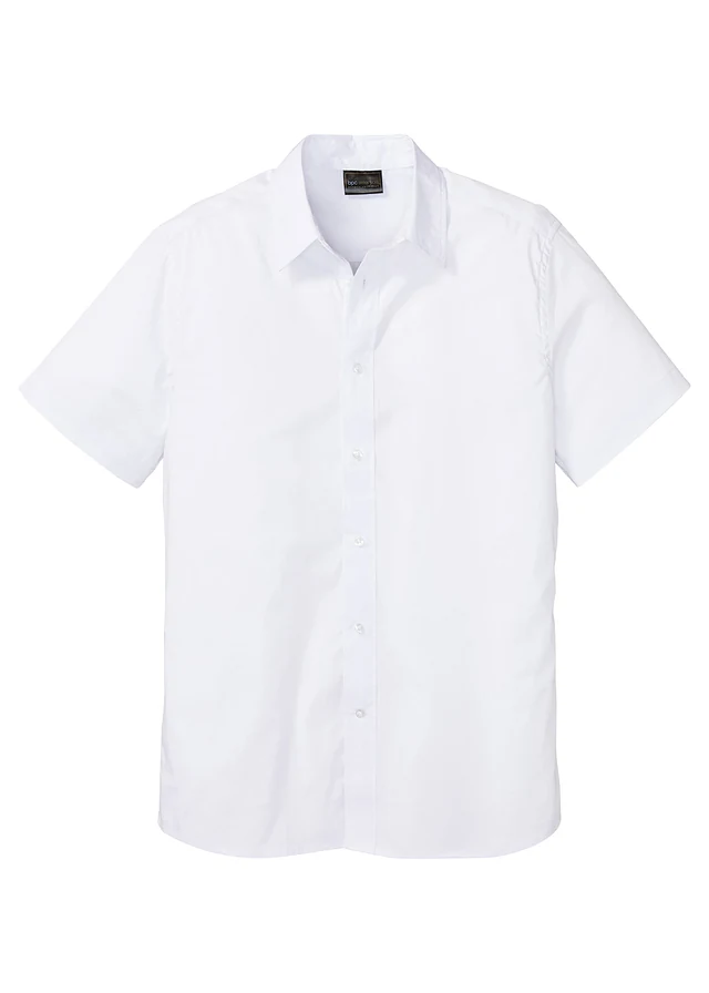 Slim fit overhemd met korte mouwen, Kleur: wit