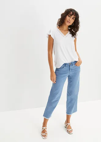 Shirt in een viscose-mix met kant • wit • bonprix online shop