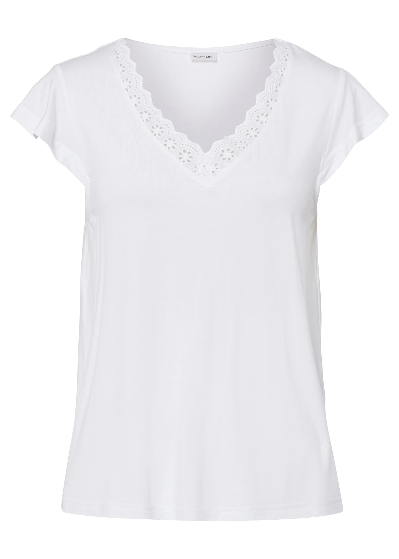 Shirt in een viscose-mix met kant • wit • bonprix online shop