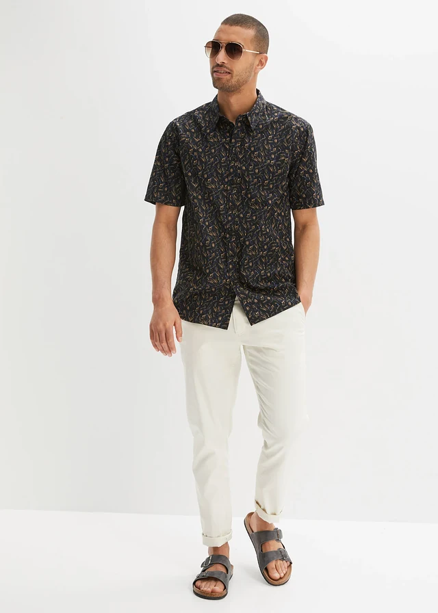 Chemise manches courtes 100% coton, Couleur: noir