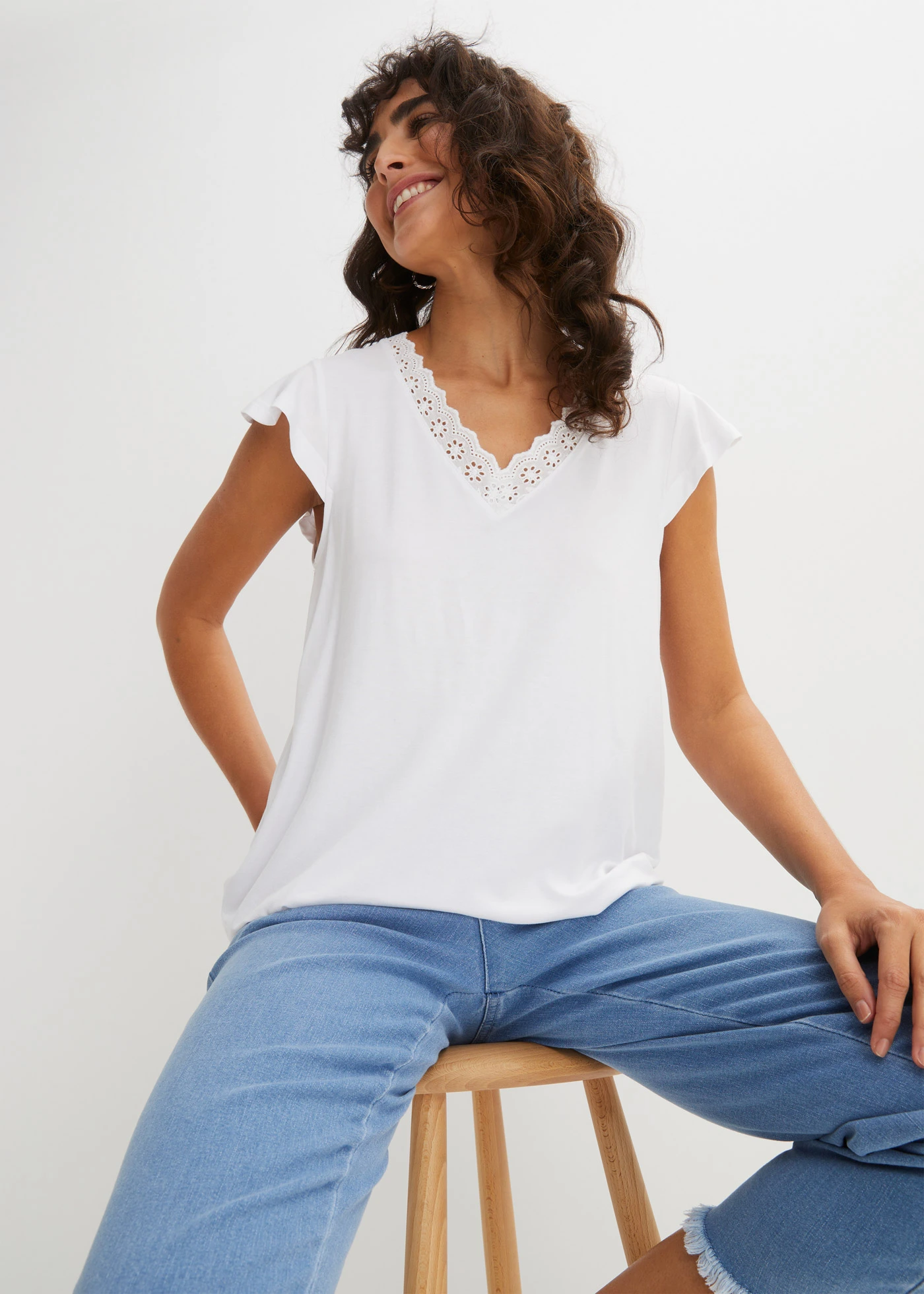 Shirt in een viscose-mix • wit • bonprix online shop