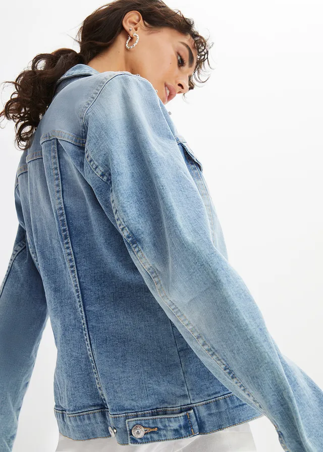 Spijkerjas met stras, Kleur: blauw denim