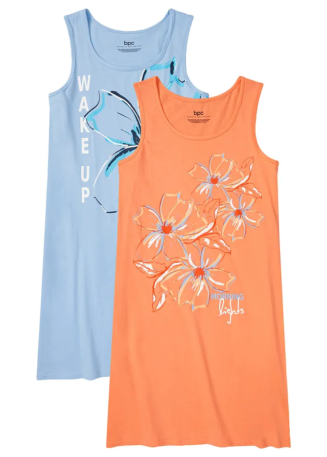 Nočná košeľa (2 ks), krátka, z čistej bavlny Nočná košeľa (2 ks), krátka, z čistej bavlny