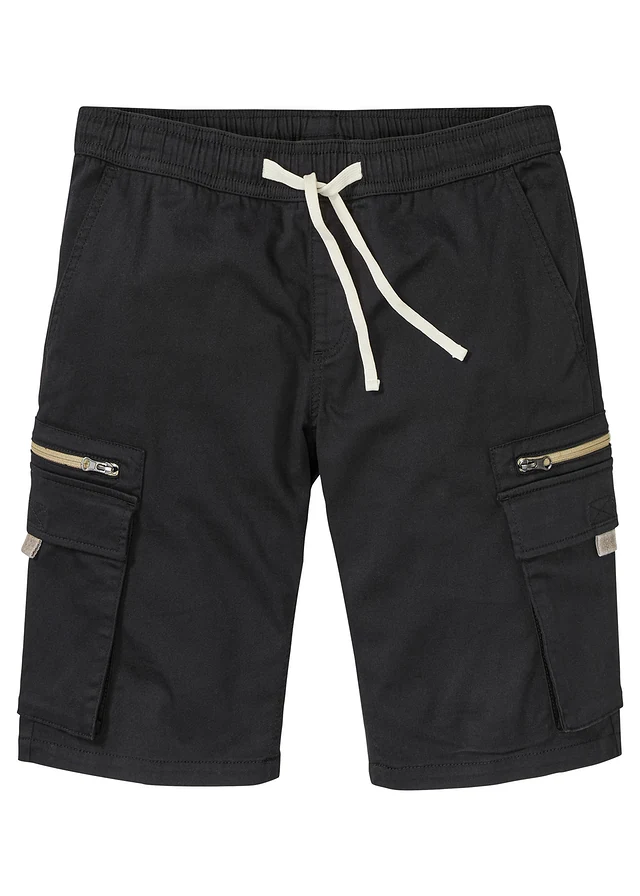 Bermuda taille extensible avec poches cargo, Regular Fit, Couleur: noir/new kaki