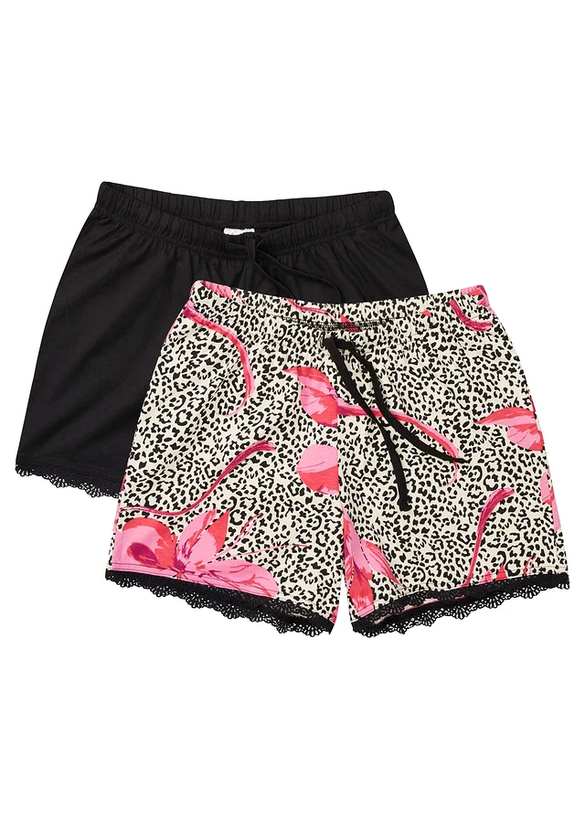 Lot de 2 shorts de pyjama avec dentelle