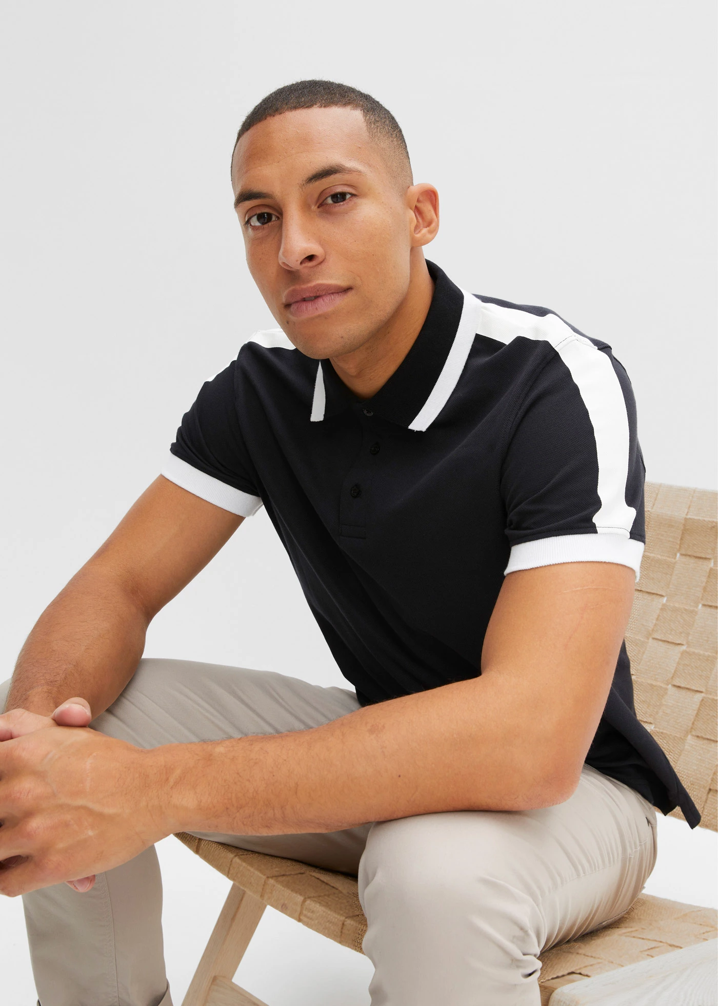 Pólo tričko z piké, z čisté organické bavlny • černá + bílá • bonprix obchod