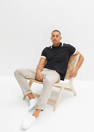 Piqué poloshirt, Kleur: zwart/wit