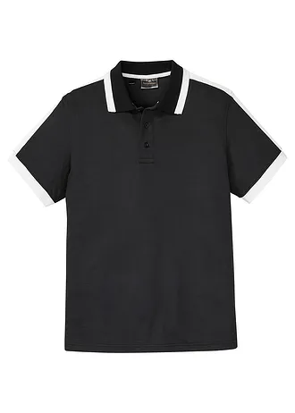 Piqué poloshirt, Kleur: zwart/wit