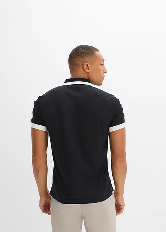 Piqué poloshirt, Kleur: zwart/wit